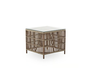 DONATELLO - Square rattan coffee table with glass top _ Sika Design